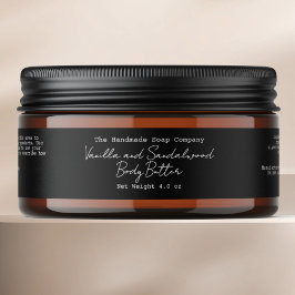 Black Handwritten Typed Look Cosmetics Jar Label