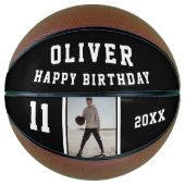 Black Happy Birthday Foto Basketball (Vorderseite)