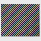 Black Happy Birthday Stripes Geschenkpapier (Flach)