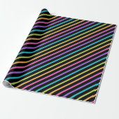 Black Happy Birthday Stripes Geschenkpapier (Ungerollt)