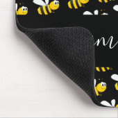 Black happy bumble bees fun humor monogram script mousepad (Ecke)