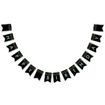 Black Happy Geburtstag bunte Fahnen, Lichter Glitz