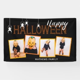 Black Happy Halloween 4 Foto Collage Spiders Banner