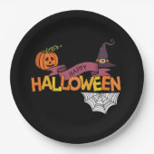Black Happy Halloween Greeting Paper Plate Pappteller (Vorderseite)