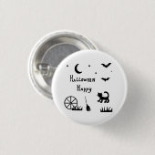 Black Happy Halloween Horror spukhaft Button (Vorne & Hinten)