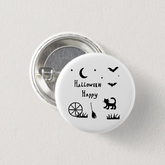 Black Happy Halloween Horror spukhaft Button (Vorne & Hinten)