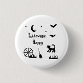 Black Happy Halloween Horror spukhaft Button (Vorderseite)