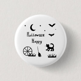 Black Happy Halloween Horror spukhaft Button