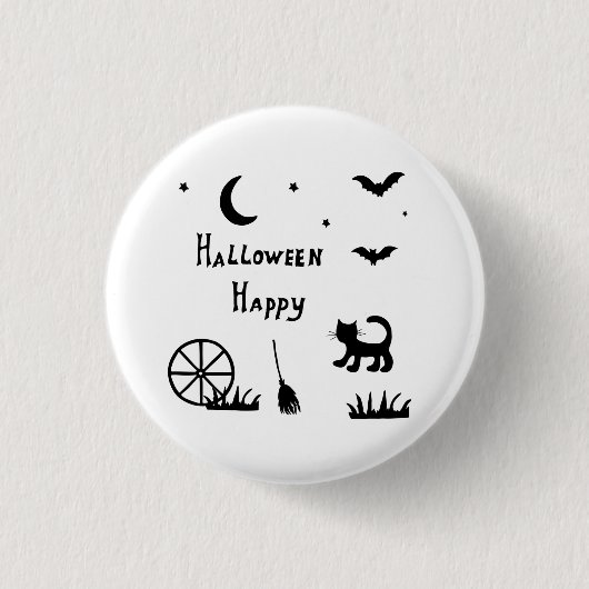 Black Happy Halloween Horror spukhaft Button (Vorderseite)