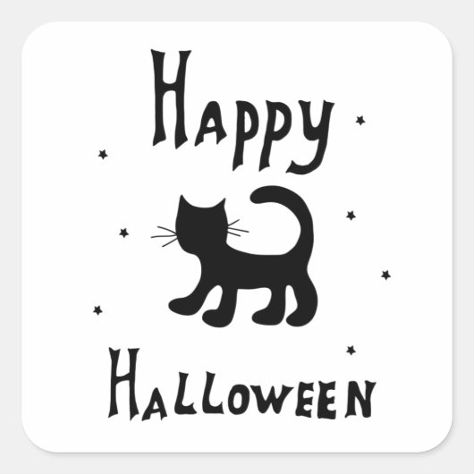 Black Happy Halloween Horror spukhaft Quadratischer Aufkleber (Vorderseite)
