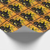 Black Happy Halloween Pumpkins Geschenkpapier (Ecke)