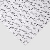 Black Happy Holidays Wortart Muster auf Weiß Seidenpapier (Ausschnitt)