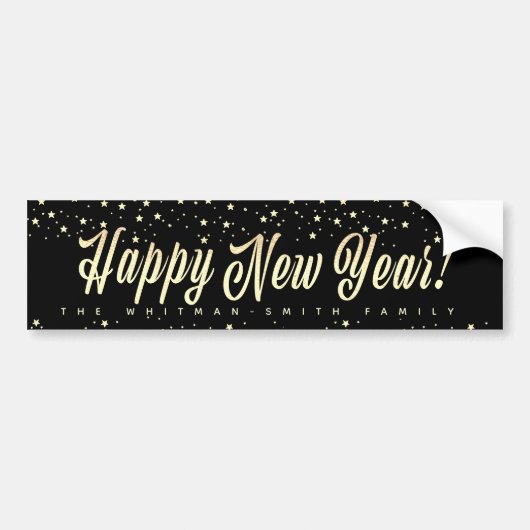 Black Happy New Year Autoaufkleber (Vorne)
