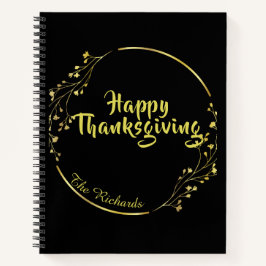 Black Happy Thanksgiving Family Spiral Notebook Notizblock