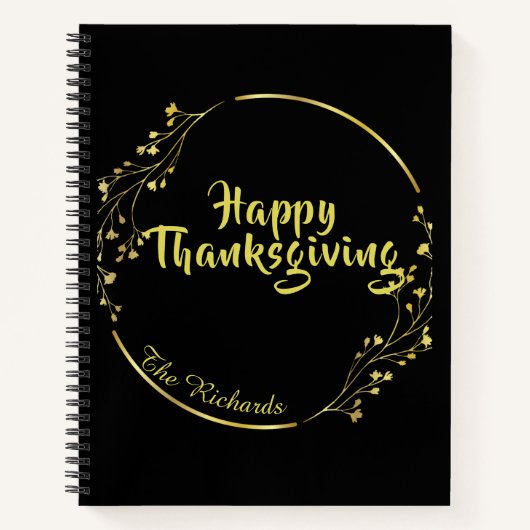 Black Happy Thanksgiving Family Spiral Notebook Notizblock (Vorderseite)