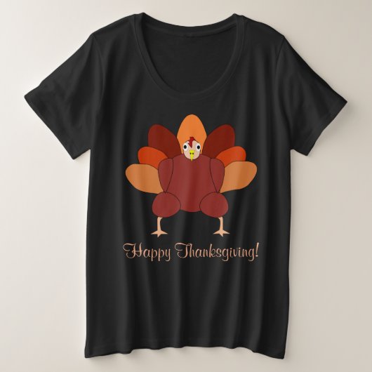 Black Happy Thanksgiving Sweatshirt Türkei Große Größe T-Shirt (Design vorne)