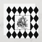 Black Harlequin Blank Mad Hatter Square Karte (Vorne/Hinten)