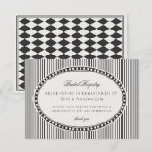 Black Harlequin Checkered Bridal Registry Begleitkarte (Vorne/Hinten)