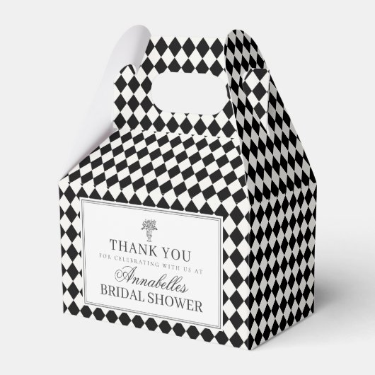 Black Harlequin Checkered Bridal Shower Geschenkschachtel (Vorderseite)