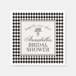 Black Harlequin Checkered Bridal Shower Serviette