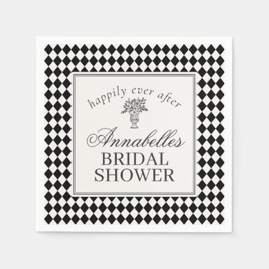 Black Harlequin Checkered Bridal Shower Serviette (Vorderseite)
