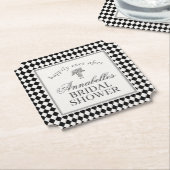 Black Harlequin Checkered Bridal Shower Untersetzer (angewinkelt)