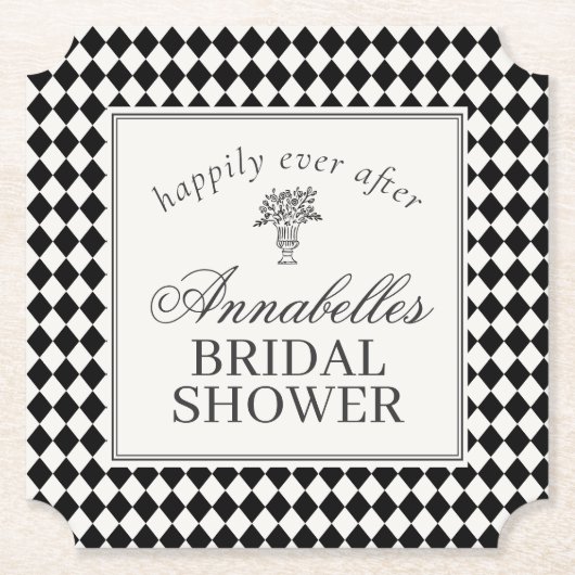 Black Harlequin Checkered Bridal Shower Untersetzer (Vorderseite)