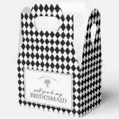 Black Harlequin Checkered Bridesmaid Proposal Box Geschenkschachtel (Offen)