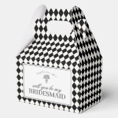 Black Harlequin Checkered Bridesmaid Proposal Box Geschenkschachtel (Rückseite)