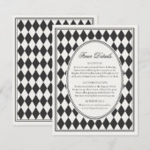 Black Harlequin Checkered Finer Details Wedding Begleitkarte (Vorne/Hinten)