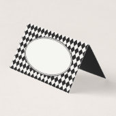 Black Harlequin Checkered Folded Place Cards (Vorderseite)