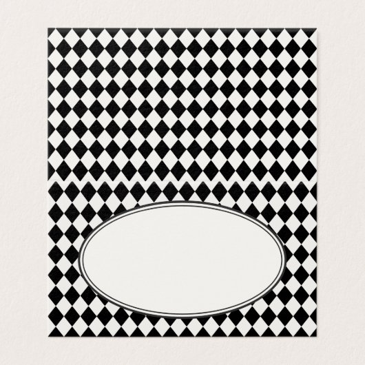 Black Harlequin Checkered Folded Place Cards (Außenseite Aufgefaltet)