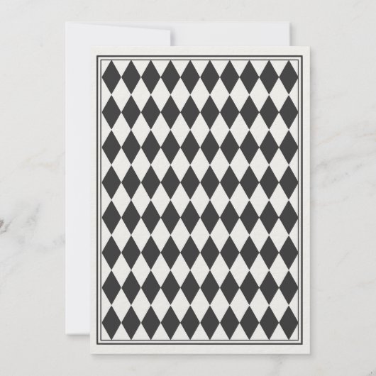 Black Harlequin Checkered Wedding Einladung (Rückseite)