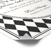 Black Harlequin Checkered Wedding Favors Sign Poster (Ecke)