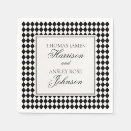 Black Harlequin Checkered Wedding Serviette