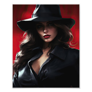 Black Hat Gangster Mädchen Fotodruck