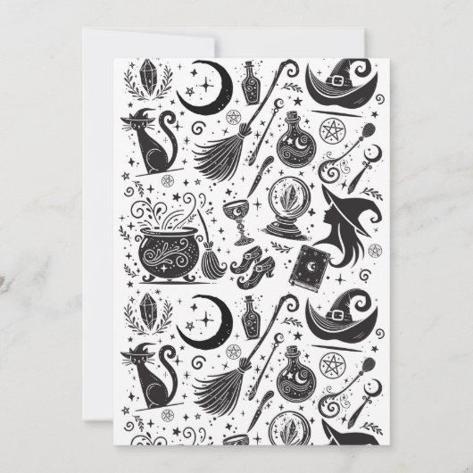 Black Hat Hexe Wiccan Hexen Halloween-Party Einladung (Rückseite)