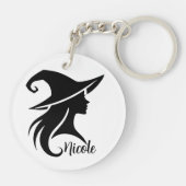 Black Hat Hexe Wiccan Hexen Halloween Schlüsselanhänger (Rückseite)