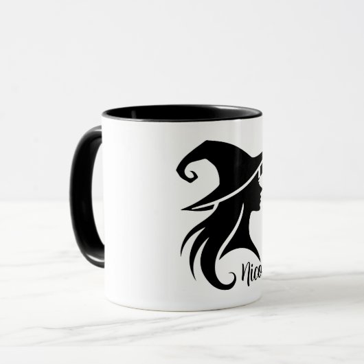 Black Hat Hexe Wiccan Hexen Halloween Tasse (Vorderseite Links)