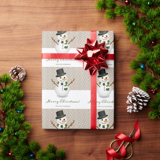 Black Hat Snowman Beige Hintergrund Frohe Weihnach Geschenkpapier (Feiertagsgeschenk)