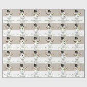 Black Hat Snowman Beige Hintergrund Frohe Weihnach Geschenkpapier (Flach)