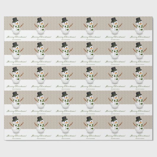 Black Hat Snowman Beige Hintergrund Frohe Weihnach Geschenkpapier (Flach)