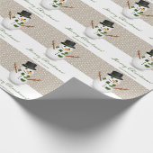 Black Hat Snowman Beige Hintergrund Frohe Weihnach Geschenkpapier (Ecke)