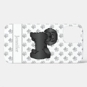 Black Havanese Cartoon Dog Illustration & Name Case-Mate iPhone Hülle (Rückseite (Horizontal))