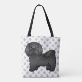 Black Havanese Niedlich Cartoon Dog & Paws Tasche (Rückseite)