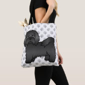 Black Havanese Niedlich Cartoon Dog & Paws Tasche (Von Nahem)