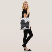 Black Havanese Niedlich Cartoon Dog & Paws Tasche (Am Model)
