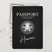 Black Hawaii Passport Save the Date (Vorne/Hinten)