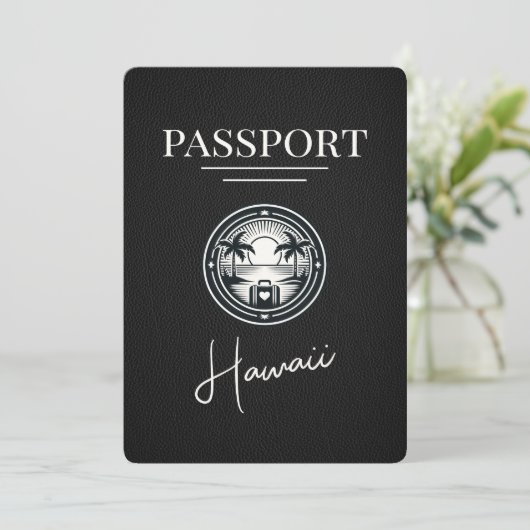 Black Hawaii Passport Save the Date (Stehend Vorderseite)