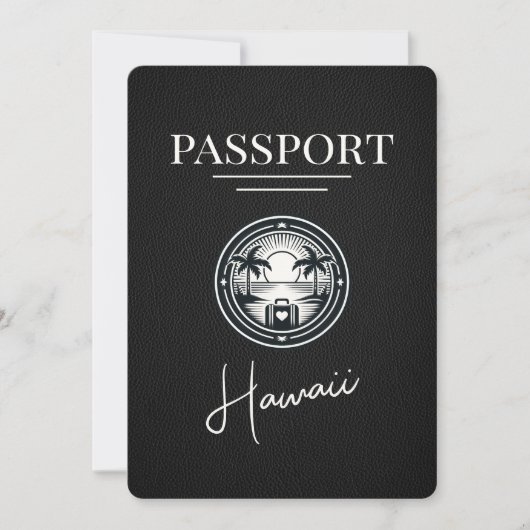 Black Hawaii Passport Save the Date (Vorderseite)